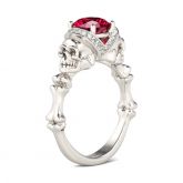 Jeulia Bone Round Cut Sterling Silver Skull Ring