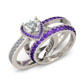 3PC Halo Heart Cut Sterling Silver Ring Set