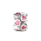 Red Crystal Heart to Heart Charm Sterling Silver