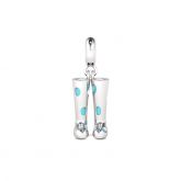 Blue Boot Charm Sterling Silver