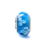 White Flowers Glass Charm