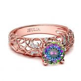 Rose Gold Tone Round Cut Sterling Silver Ring