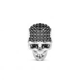 Skull Charm With Black Stone Sterling Silver