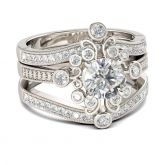 Scrollwork Round Cut Sterling Silver Ring Set