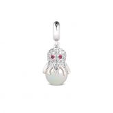 Pink Eyes Octopus Charm Sterling Silver