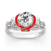 Jeulia Moissanite Round Cut Heart Design Enamel Two Skull Gold Ring