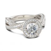 Milgrain Halo Round Cut Sterling Silver Ring