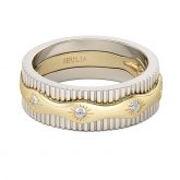 Fancy Two Tone Round Cut Sterling Silver Women's Band