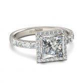 Classic Halo Princess Cut Sterling Silver Ring