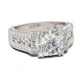 Jeulia Art Deco Halo Round Cut Sterling Silver Ring