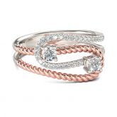 Jeulia Two Stone Knot Round Cut Sterling Silver Ring