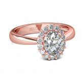 Rose Gold Halo Oval Cut Sterling Silver Ring