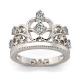 Jeulia Crown Round Cut Sterling Silver Ring