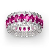 Classic Oval and Round Cut Sterling Silver Eternity Ring