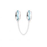 Light Blue Stones Safety Chain Sterling Silver
