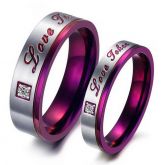 Purple Color Stainless Steel Couple Rings