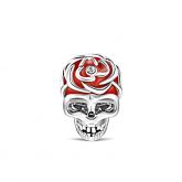 Red Skull Charm Sterling Silver
