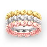Tri-Tone Stackable Sterling Silver Skull Ring Set