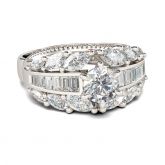 Jeulia Milgrain Round Cut Sterling Silver Ring