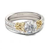 Knot Round Cut Sterling Silver Ring Set