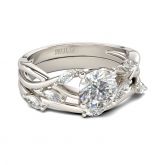 Nature Inspired Round Cut Sterling Silver Ring Set
