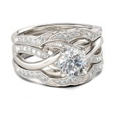 Knot Round Cut Sterling Silver 3PC Ring Set