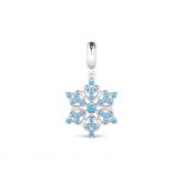 Heart Snowflake Charm Sterling Silver