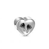 Footprint Heart Charm Sterling Silver