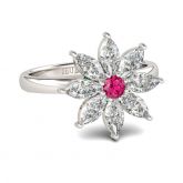 Floral Round Cut Sterling Silver Ring
