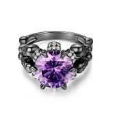 Black Round Cut Sterling Silver Skull Ring