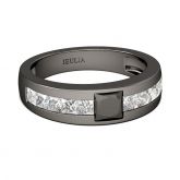 Black Tone Cool Princess Cut Sterling Silver Men's Band