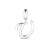 Letter U Dangling Charm Sterling Silver