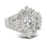 Jeulia Split Shank Halo Oval Cut Sterling Silver Ring