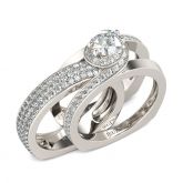 Interchangeable Herakles Halo Round Cut Sterling Silver Ring Set