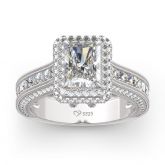 Halo Radiant Cut Sterling Silver Skull Ring