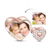 Rose Gold Heart Photo Charm Sterling Silver