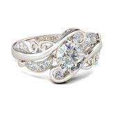 Nature Inspired Round Cut Sterling Silver Ring