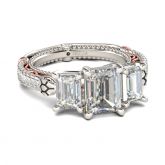 Jeulia Three Stone Emerald Cut Sterling Silver Snake Ring