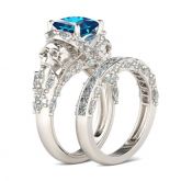 Unique Princess Cut Sterling Silver Skull Ring