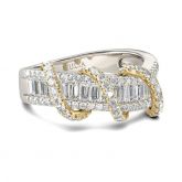 Two Tone Intertwined Sterling Silver Women's Band