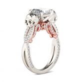 Jeulia Two Tone Crossover Princess Cut Sterling Silver Skull Ring