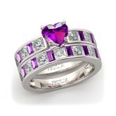 Jeulia Heart Cut Sterling Silver Ring Set