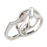 Contemporary Design Trillion Cut Sterling Silver Ring Set