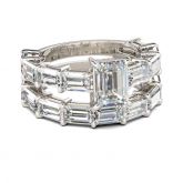 Jeulia Emerald Cut Sterling Silver Ring Set