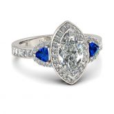 Halo Marquise Cut Sterling Silver Ring