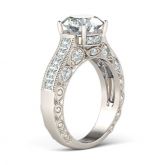 Vintage Three Side Pave Round Cut Sterling Silver Ring