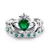 Crown Heart Cut Sterling Silver Claddagh Ring Set