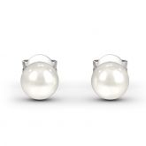 Simple Cultured Pearl Sterling Silver Stud Earrings