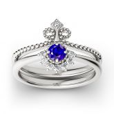 Jeulia Crown Bead Sterling Silver Ring Set