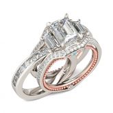 Interchangeable Three Stone Emerald Cut Sterling Silver Ring Set